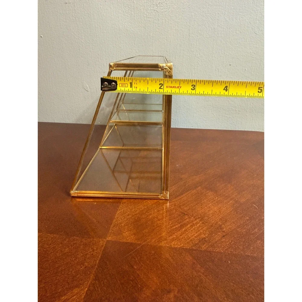 Vintage Gold Glass Makeup Organizer Vanity Storage Caddy Tiered 6Compartment